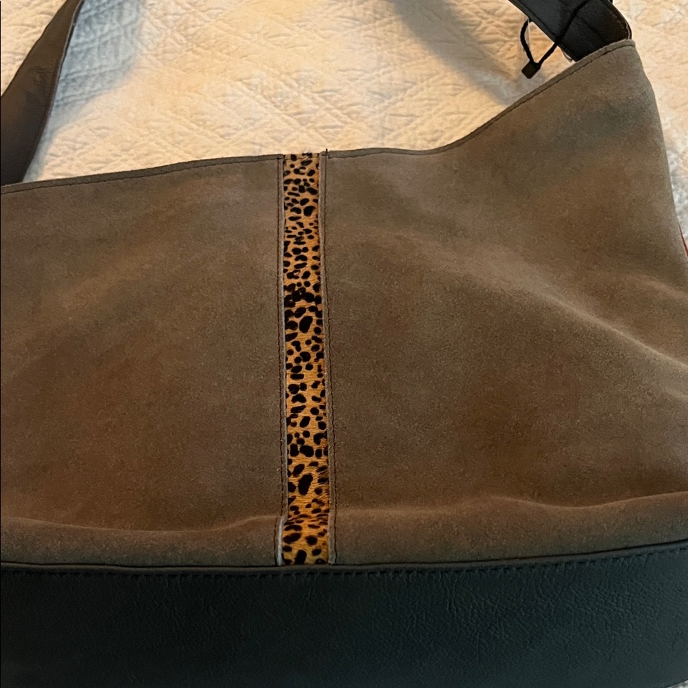 Stylish Tan and Black Suede Women's Bag